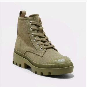 Teagan Lace Up Sneaker Boots Olive Green